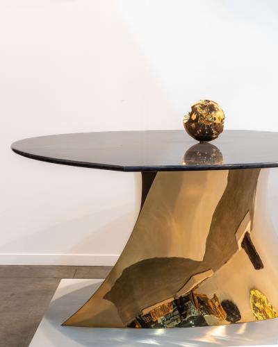 Katz Studio Geometra Sculptural Dining Table in Bronze or Stainless Steel with Custom Top