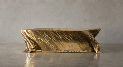 Katz Studio Levitaz Tornado Coffee Table Cast and Polished Bronze Sculptural Coffee Table