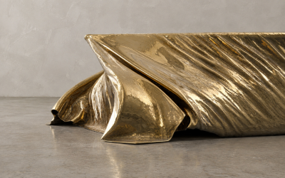 Katz Studio Levitaz Tornado Coffee Table Cast and Polished Bronze Sculptural Coffee Table