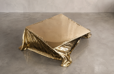Katz Studio Levitaz Tornado Coffee Table Cast and Polished Bronze Sculptural Coffee Table