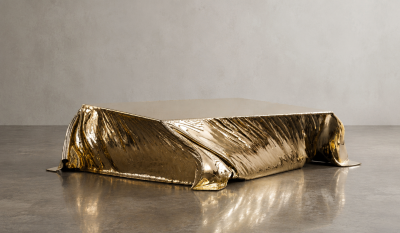 Katz Studio Levitaz Tornado Coffee Table Cast and Polished Bronze Sculptural Coffee Table