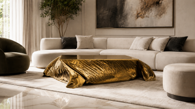 Katz Studio Levitaz Tornado Coffee Table Cast and Polished Bronze Sculptural Coffee Table