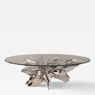 Katz Studio Rock Sculptural Dining Table in Stainless Steel or Bronze with Custom Glass Top