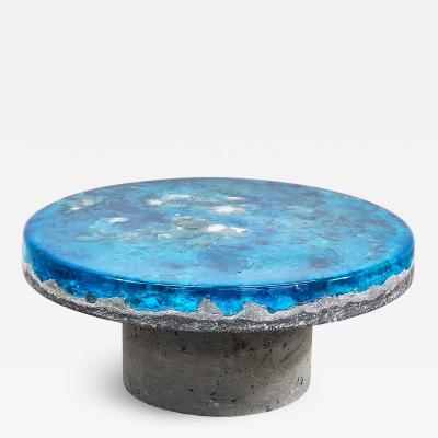 Katz Studio Terra Forma Coffee Table Aquamarine Resin and Concrete