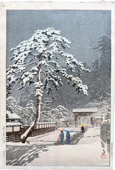 Kawase Hasui Prewar Edition Japanese Woodblock Print Honmon ji Temple Ikegami Kawase Hasui