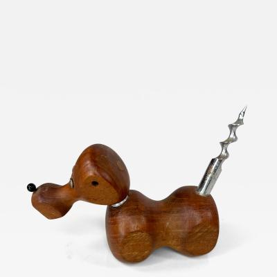 Kay Bojesen 1960s Dog Bottle Opener Wine Corkscrew in Teakwood from Denmark