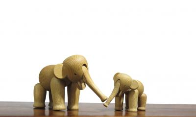 Kay Bojesen Pair Kay Bojesen White Oak Elephants Iconic Danish Wooden Toy