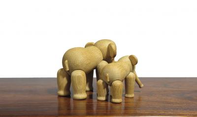 Kay Bojesen Pair Kay Bojesen White Oak Elephants Iconic Danish Wooden Toy