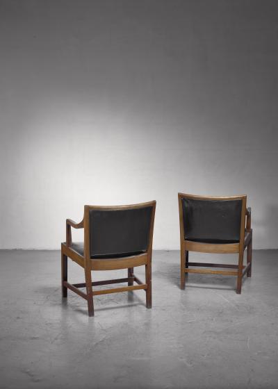 Kay Fisker Pair of Kay Fisker attributed armchairs in dark green leather