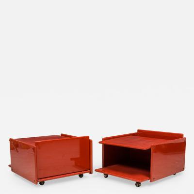 Kazuhide Takahama Kazuhide Takahama for Gavina SpA Rolling Cinnabar Lacquered Bedside Tables