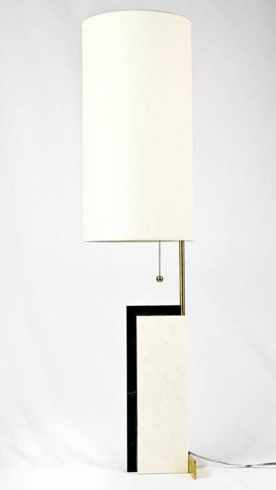Keith W Gregor Pair of Modern Craftsman Table Lamps in Marble and Brass