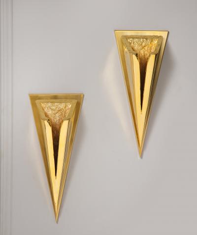 Kelly Kiefer Pair of Polished 24k Gold Plated Sconces by Kelly Kiefer