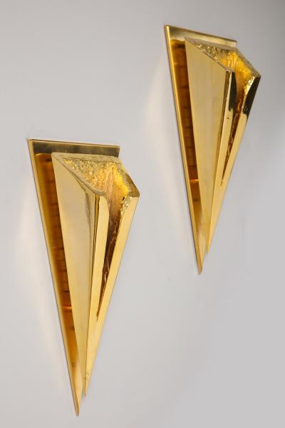 Kelly Kiefer Pair of Polished 24k Gold Plated Sconces by Kelly Kiefer