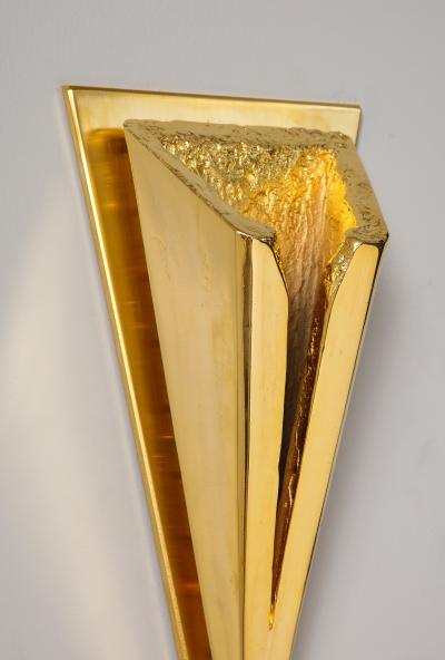 Kelly Kiefer Pair of Polished 24k Gold Plated Sconces by Kelly Kiefer