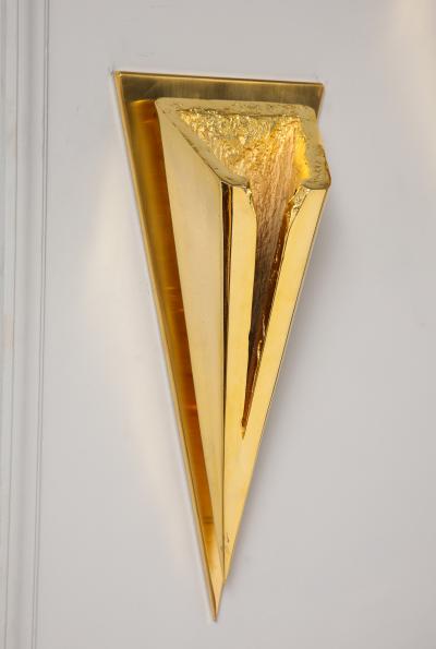 Kelly Kiefer Pair of Polished 24k Gold Plated Sconces by Kelly Kiefer