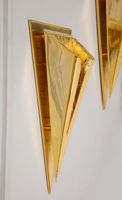 Kelly Kiefer Pair of Polished 24k Gold Plated Sconces by Kelly Kiefer