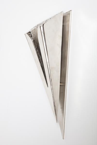 Kelly Kiefer Pair of Polished Nickel Sconces by Kelly Kiefer Large