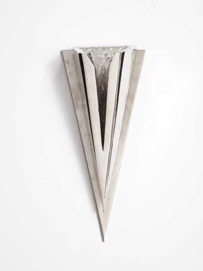 Kelly Kiefer Pair of Polished Nickel Sconces by Kelly Kiefer Large