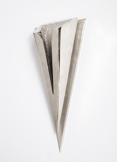 Kelly Kiefer Pair of Polished Nickel Sconces by Kelly Kiefer Large