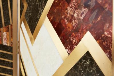 Kelly Wearstler Custom Kelly Wearstler Marble and Brass Geometric Screen from Viceroy Miami