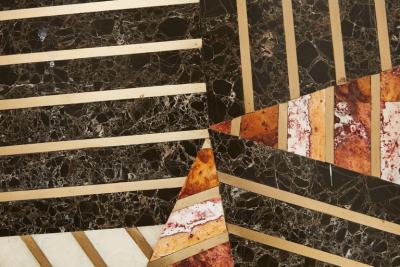 Kelly Wearstler Custom Kelly Wearstler Marble and Brass Geometric Screen from Viceroy Miami