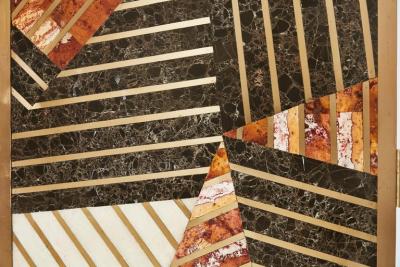 Kelly Wearstler Custom Kelly Wearstler Marble and Brass Geometric Screen from Viceroy Miami