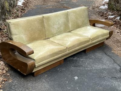 Kem Weber MODERNIST ART DECO CURVED WOOD SETTEE IN THE MANNER OF KEM WEBER
