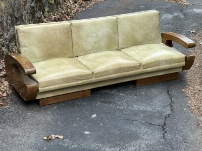 Kem Weber MODERNIST ART DECO CURVED WOOD SETTEE IN THE MANNER OF KEM WEBER