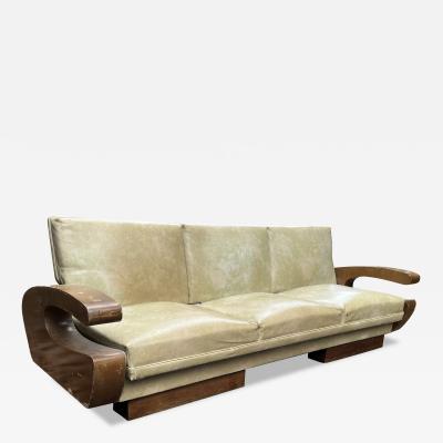 Kem Weber MODERNIST ART DECO CURVED WOOD SETTEE IN THE MANNER OF KEM WEBER