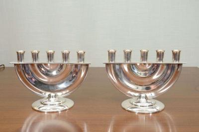 Kem Weber Rare Pair of Five Light Candelabra Attributed to KEM Weber