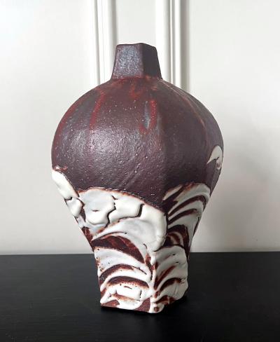 Ken Matsuzaki Japanese Studio Ceramic Vase by Ken Matsuzaki with Original Tomobako