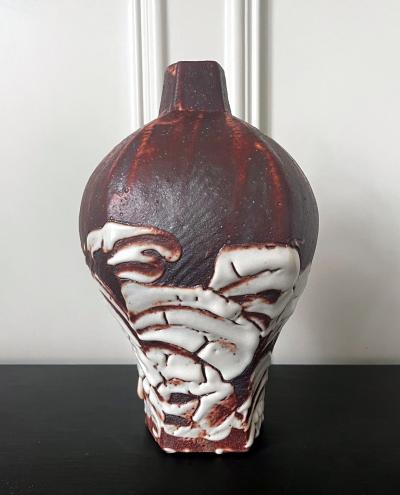 Ken Matsuzaki Japanese Studio Ceramic Vase by Ken Matsuzaki with Original Tomobako