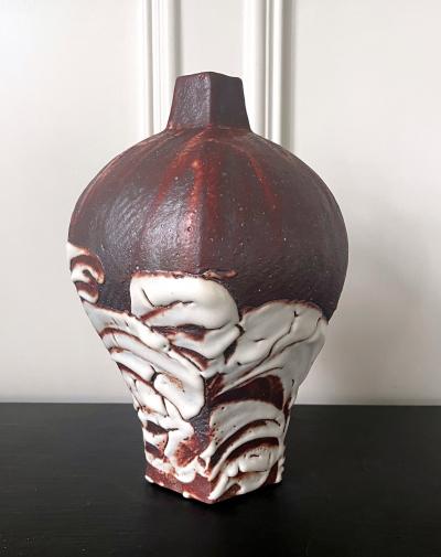 Ken Matsuzaki Japanese Studio Ceramic Vase by Ken Matsuzaki with Original Tomobako