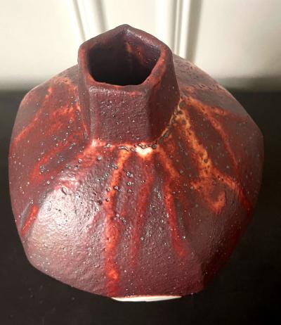 Ken Matsuzaki Japanese Studio Ceramic Vase by Ken Matsuzaki with Original Tomobako