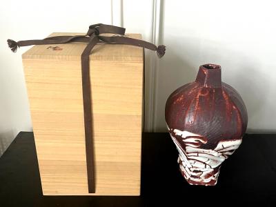 Ken Matsuzaki Japanese Studio Ceramic Vase by Ken Matsuzaki with Original Tomobako