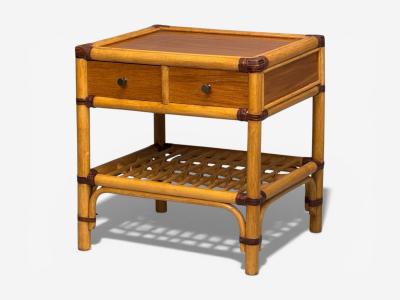 Kenneth Bergenblad Nightstands Bamboo Rattan Brass Sweden 1970s