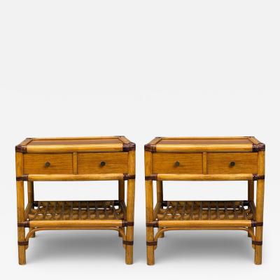 Kenneth Bergenblad Nightstands Bamboo Rattan Brass Sweden 1970s