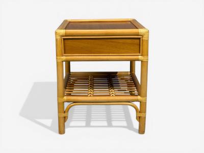 Kenneth Bergenblad Nightstands Bamboo Rattan Brass Sweden 1970s