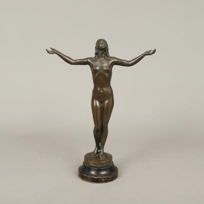 Kenneth Strobl early 20th c NUDE FIGURE WITH OUTSTRETCHED ARMS