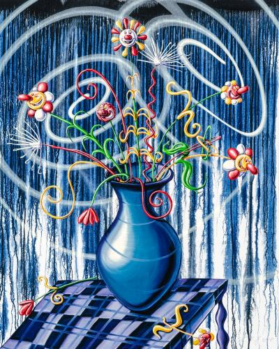 Kenny Scharf Big Flores X 3 Blue