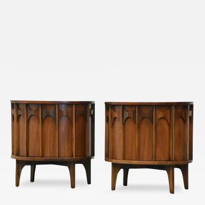 Kent Coffey 1960s Kent Coffey Perspecta Walnut Rosewood Demilune Nightstands or End Tables