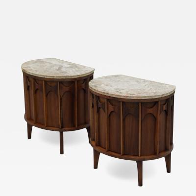 Kent Coffey 1960s Kent Coffey Perspecta Walnut Rosewood Demilune Nightstands or End Tables