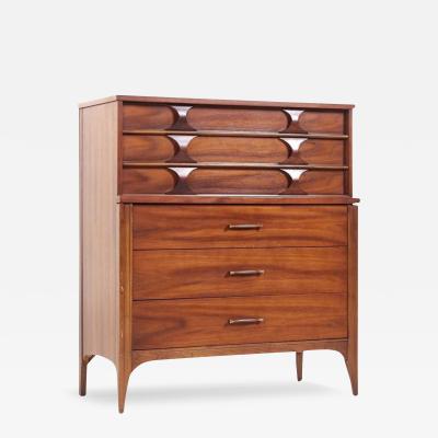 Kent Coffey 1960s Kent Coffey Perspecta Walnut Rosewood Sculptural Tall Chest or Dresser