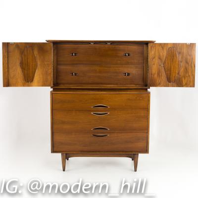 Kent Coffey Kent Coffey Greenbrier Mid Century Walnut 5 Drawer Highboy Dresser