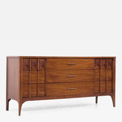 Kent Coffey Kent Coffey Perspecta Mid Century Rosewood and Walnut 9 Drawer Lowboy Dresser