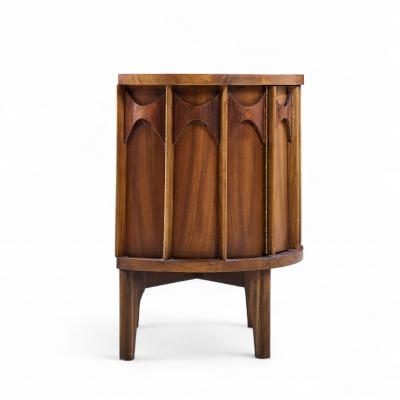 Kent Coffey Kent Coffey Perspecta Mid Century Round Walnut and Rosewood Nightstands Pair