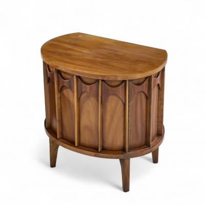 Kent Coffey Kent Coffey Perspecta Mid Century Round Walnut and Rosewood Nightstands Pair