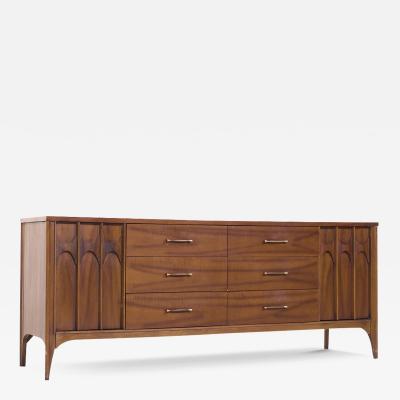 Kent Coffey Kent Coffey Perspecta Mid Century Walnut and Rosewood 12 Drawer Lowboy Dresser