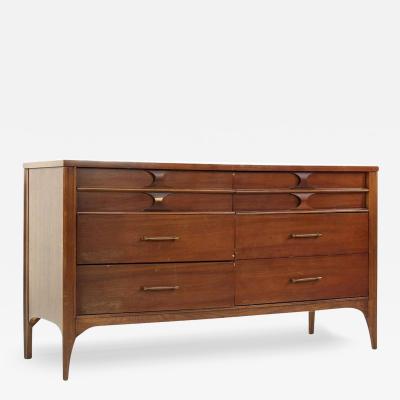 Kent Coffey Kent Coffey Perspecta Mid Century Walnut and Rosewood 6 Drawer Lowboy Dresser