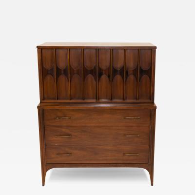 Kent Coffey Kent Coffey Perspecta Mid Century Walnut and Rosewood Armoire Highboy